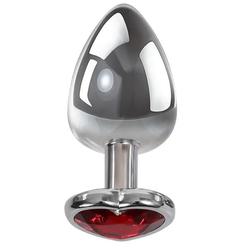 red heart gem glass anal plug