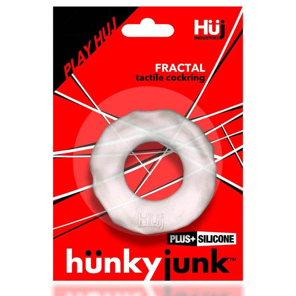 HunkyJunk Fractal Tactile Cock Ring Clear Ice - Dreamy Desire