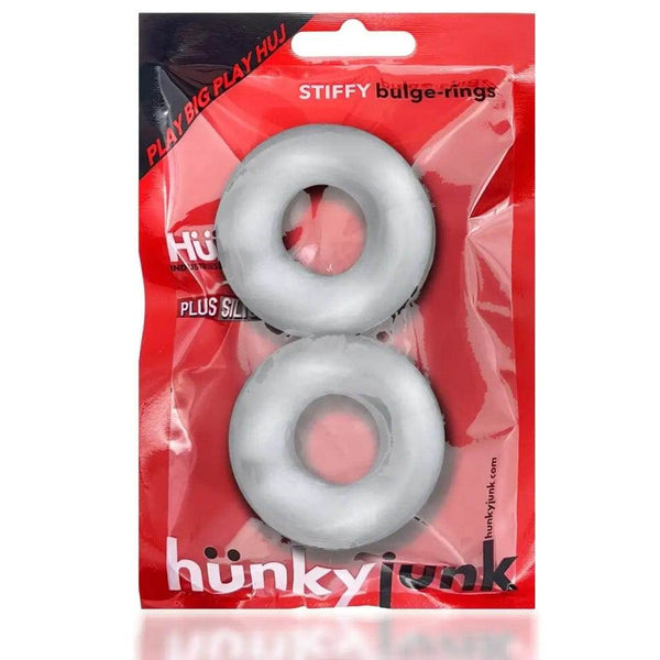 Hunkyjunk Stiffy Bulge Cock Ring Clear Ice 2 Pack - Dreamy Desire