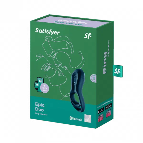 Satisfyer Epic Duo Cock Ring Vibrator - Dark Blue - Dreamy Desire