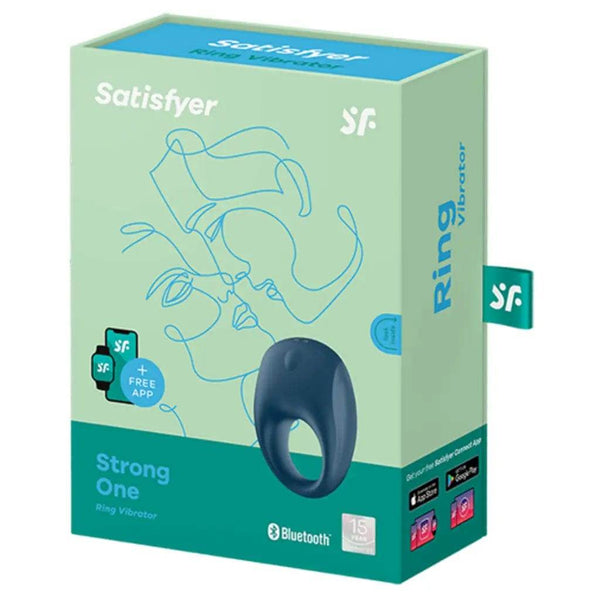 Satisfyer Strong One Cock Ring - Vibrating Penis Ring (Blue) - Dreamy Desire