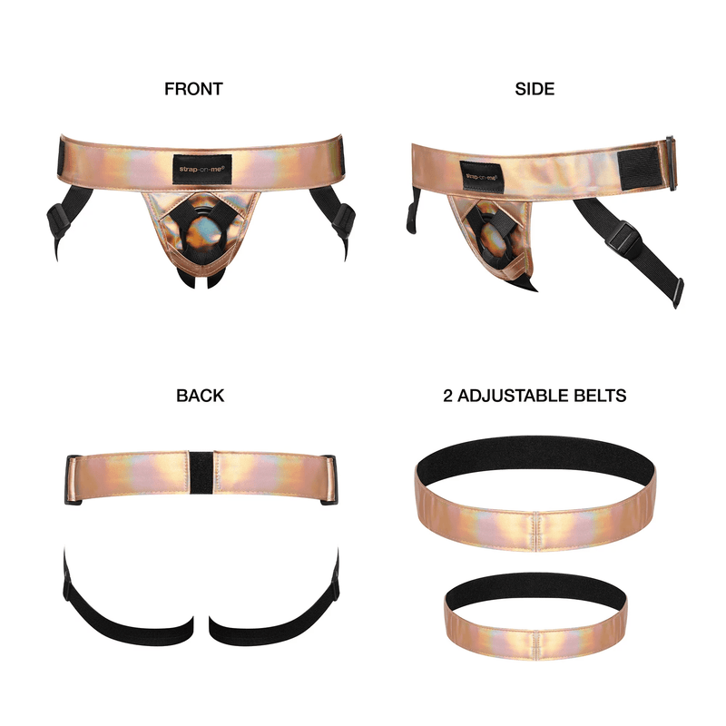 STRAP-ON-ME Strap-Ons & Harnesses LEATHERETTE HARNESS CURIOUS - ROSE GOLD HOLOGRAPHIC