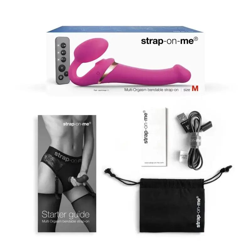 STRAP-ON-ME Strap-Ons & Harnesses Strap On Me Multi Orgasm Bendable Strap-on ( Medium, Fuchsia)