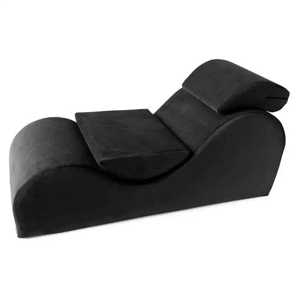 Liberator Esse sex chaise in black microvelvet, a curved sex chair for supported positions