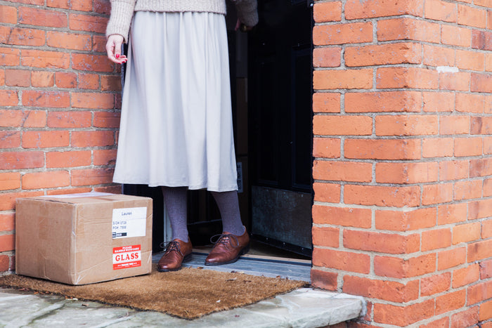 A plain parcel left at a front door