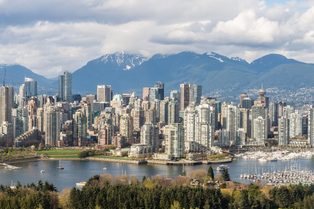 Vancouver skyline and North Shore mountains, near where Dreamy Desire orders ship from in British Columbia