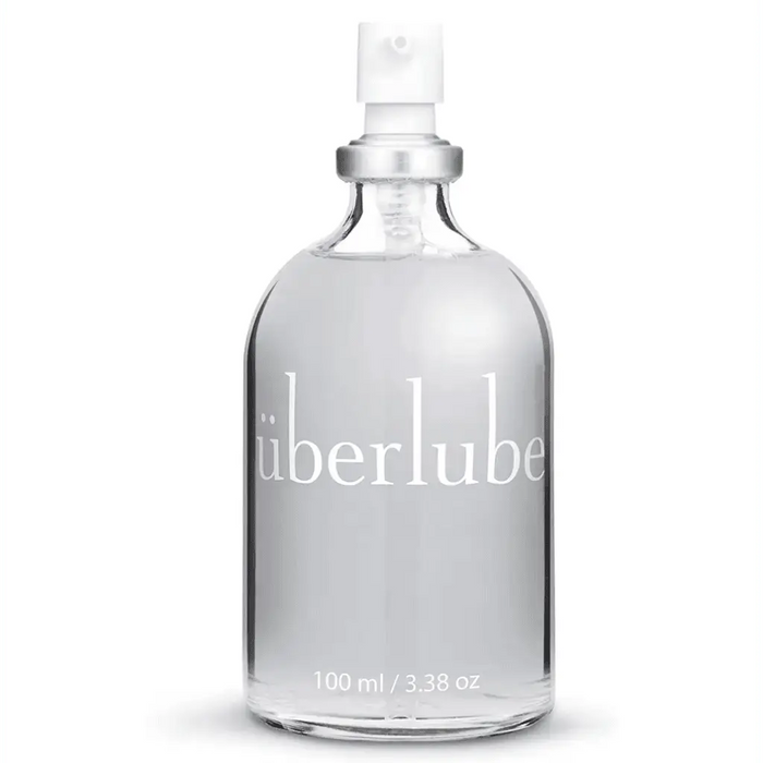 Uberlube luxury lubricant in a 100ml glass pump bottle, from our best lubricants in Canada guide