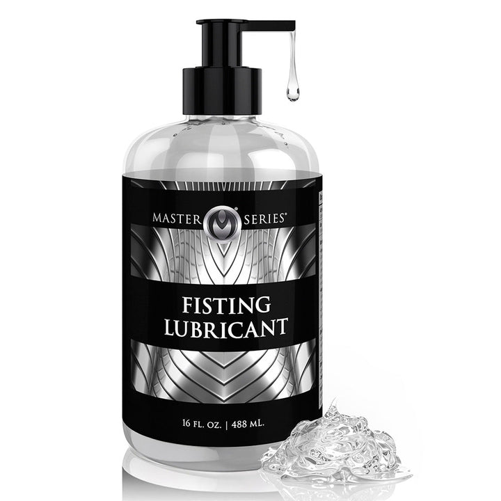 Master Series Fisting Lubricant with Lidocaine – 16 oz – clear water-based lube bottle