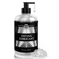 Master Series Fisting Lubricant with Lidocaine – 16 oz – clear water-based lube bottle