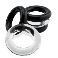 JACKER 5-STACK five-pack tube super-strong  cockrings CLEAR/BLACK