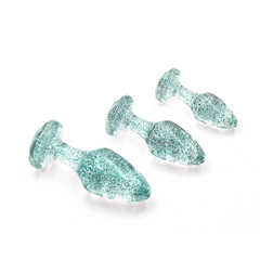 Adam & Eve Glitter Gem Butt Plug Set Blue