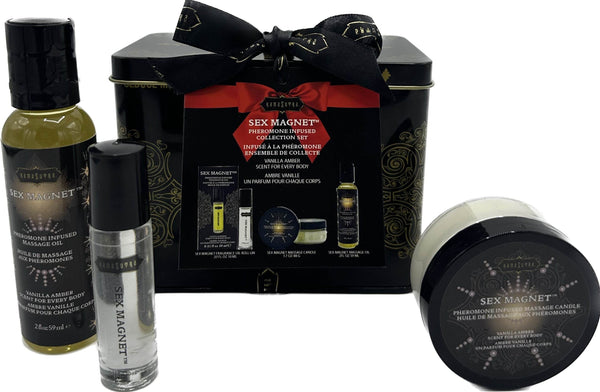 Sex Magnet Pheromone Vanilla Amber Gift Set Includes: Roll On Fragrance, Massage Oil, Massage Candle - Dreamy Desire