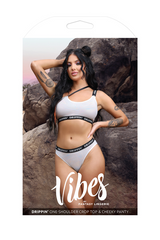 Fantasy Lingerie Drippin' One-Shoulder Crop Top & Cheeky Panty Set – S/M