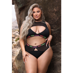 Fantasy Lingerie Fuck Labels Crop Top & High Waist Bottoms Set – S/M