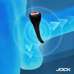 Jock Hard-On Vibrating Silicone Cock Ring – black stretch ring with removable bullet