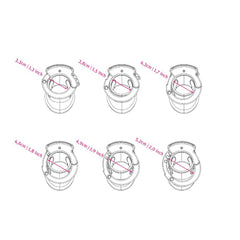 Mystim Pubic Enemy No. 2 cock cage adjustment positions