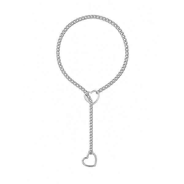 HEART O RING SLIP CHOKE CHAIN - Silver