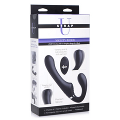 10X Mighty Rider Vibrating Strapless Strap-on - Black