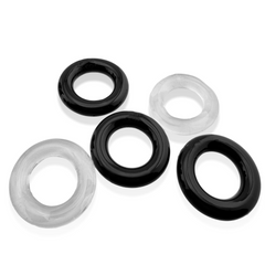 JACKER 5-STACK five-pack tube super-strong  cockrings CLEAR/BLACK