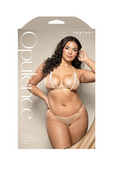 Pearl Bralette & Crotchless Panty Gold