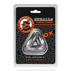OXBALLS TRI-SPORT triple cock ring sling in Steel packaging