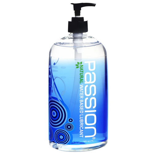 XR Passion Natural Water-Based Lube – 16 oz clear lube in spill-proof bottle