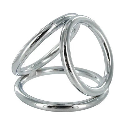 Master Series Triad Chamber Triple Cock Ring – Medium 1.75 Inch, three linked chrome rings