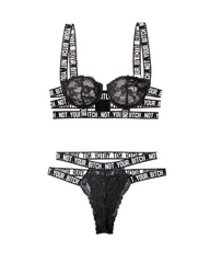Not Your Bitch Lace Bra & Cutout Panty Set