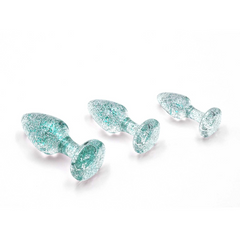 Adam & Eve Glitter Gem Butt Plug Set Blue