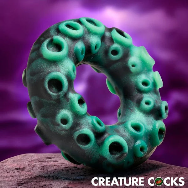 Creature Cocks Octo-Grip Silicone Cock Ring – deep sea turquoise ring with raised sucker texture