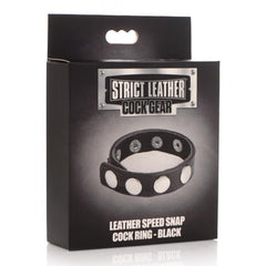 Leather Speed Snap Cock Ring - Black