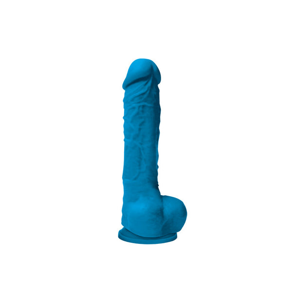 Colours Pleasures 5" Firm dildo in blue silicone with realistic texture and suction cup base