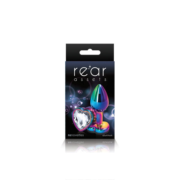 NS Novelties Rear Assets Multicolor Heart Small in black retail box showing aluminum construction