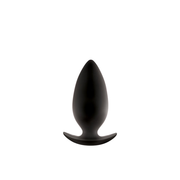 Renegade Spade Large anal plug in matte black silicone with tapered tip and flared base