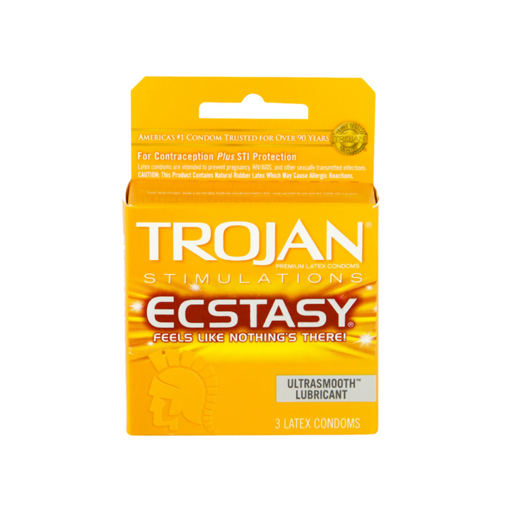 Trojan Ultra Ribbed Ecstacy Condoms 3 pk