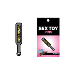Enamel Pin: Spank Me Paddle - Grey/Gold
