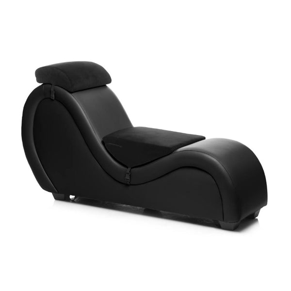 XR LLC Kinky Couch black faux-leather sex chaise lounge with removable headrest pillow