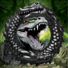 Creature Cocks Black Caiman Silicone Cock Ring – black stretchy ring with grinning caiman head
