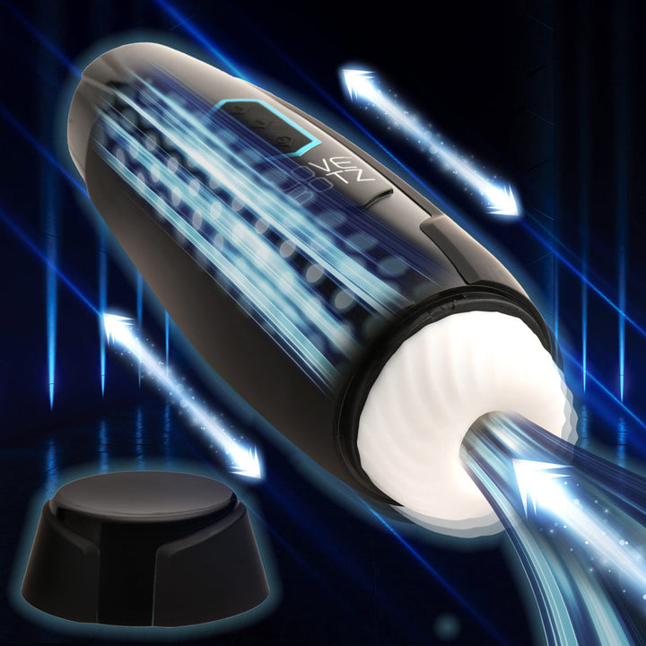 XR The Milker Max 14X Thrusting Vibrating Male Masturbator – black hard case with soft TPE sleeve