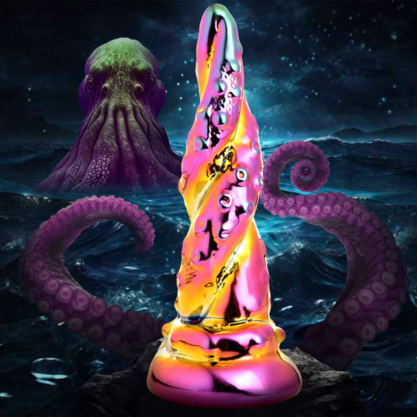 Creature Cocks Enchantress Rainbow Glass Tentacle Dildo – iridescent pink and gold glass dildo