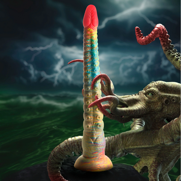 Creature Cocks Tenta-Dick Tentacle Silicone Dildo with Suction Cup – multicoloured silicone tentacle dildo with suckers and suction base