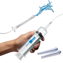 CleanStream Enema Syringe with Tube and 3 Tips – clear syringe with tubing and nozzles