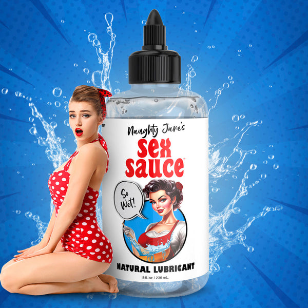 XR Naughty Jane's Sex Sauce Natural Water-Based Lube – 8 oz clear lube bottle
