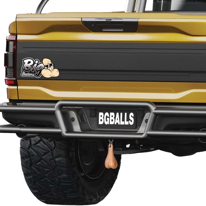 XR Big Truck Nuts Novelty Hitch Decoration – light skin-tone plastic truck nuts