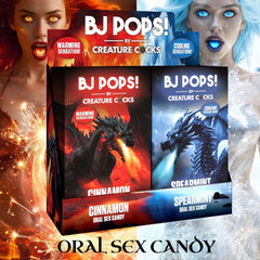 Creature Cocks BJ Pops Popping Candy – 24-piece display box with fire and ice dragon packets