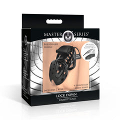 XR Lock Down Locking Chastity Cage with 4 Rings, view 17