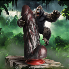Creature Cocks King Kong Furred Silicone Dildo – red muscled shaft with grey sculpted fur and balls
