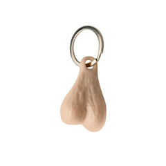 XR Big Nuts Novelty Keychain – light skin-tone plastic pair of balls on a metal key ring