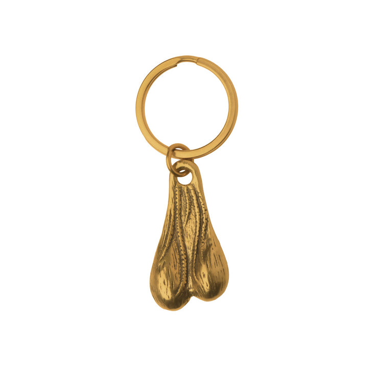 XR Big Nuts Novelty Keychain – brass-coloured pair of balls on a metal key ring