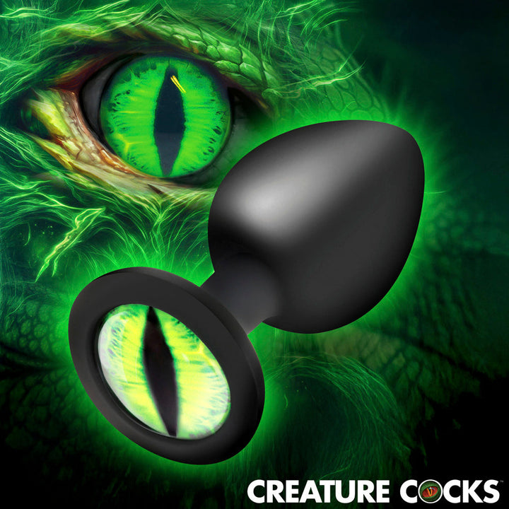 Creature Cocks Creature Eye Silicone Butt Plug – medium fantasy butt plug with green glass eye in base
